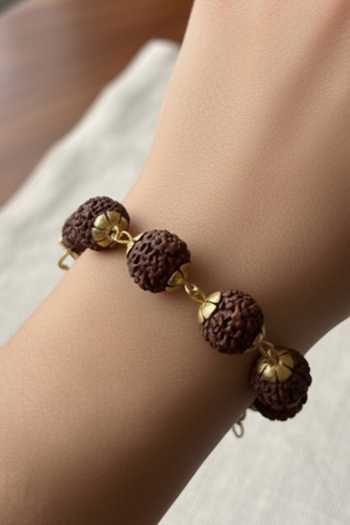 Buy_Suhani Pittie_Gold Plated Beads Rudraksha Bracelet _at_Aza_Fashions