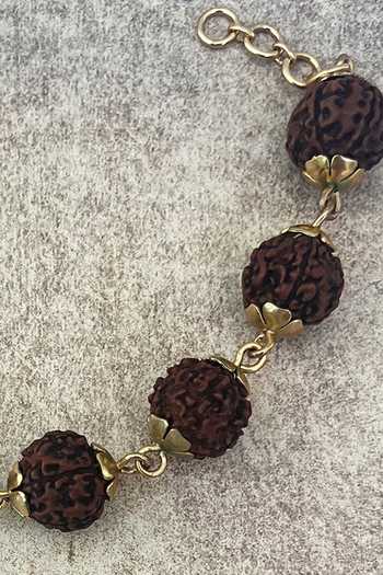 Suhani Pittie_Gold Plated Beads Rudraksha Bracelet _Online_at_Aza_Fashions