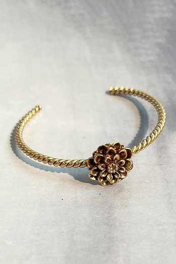 Shop_Suhani Pittie_Gold Plated Gulab Cuff Bracelet _at_Aza_Fashions