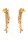 Suhani Pittie_Gold Plated Serrate And Tassel Chain Earrings _Online_at_Aza_Fashions