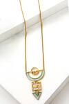 Buy_Suhani Pittie_Gold Plated Acrylic Arc And Dotted Semi Circular Pendant Necklace _at_Aza_Fashions
