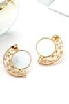 Suhani Pittie_Gold Plated Circular Acrylic And Dotted Arc Stud Earrings _Online_at_Aza_Fashions