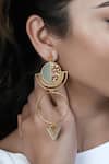 Buy_Suhani Pittie_Gold Plated Circular Drop Acrylic Arcs And Coiled Triangles Earrings _at_Aza_Fashions