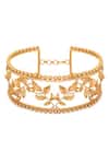 Shop_Suhani Pittie_Gold Plated Serrated Leaves Ball Chain Choker _at_Aza_Fashions