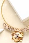 Shop_Suhani Pittie_Gold Plated Pearl And Buttercup Collar Necklace _at_Aza_Fashions