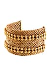 Shop_Suhani Pittie_Gold Plated Beads Double Mesh Bracelet _at_Aza_Fashions
