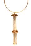 Buy_Suhani Pittie_Gold Plated Chain And Disc Ghungroo Hanging Wire Hassle Necklace _at_Aza_Fashions