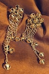 Buy_Suhani Pittie_Gold Plated Chains, Beads Hanging Ghungroo Flower Earrings _at_Aza_Fashions
