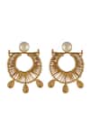 Suhani Pittie_Gold Plated Pearls Half And Stud Wire Moon Earrings _Online_at_Aza_Fashions