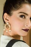 Buy_Suhani Pittie_Gold Plated Pearls Half And Stud Wire Moon Earrings _at_Aza_Fashions