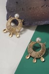 Shop_Suhani Pittie_Gold Plated Pearls Half And Stud Wire Moon Earrings _at_Aza_Fashions
