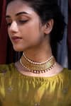 Shop_Suhani Pittie_Gold Plated Mesh And Pearl Choker _Online_at_Aza_Fashions