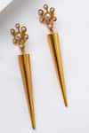 Shop_Suhani Pittie_Gold Plated Pearls Cluster And Cone Earrings _at_Aza_Fashions