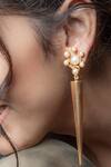 Suhani Pittie_Gold Plated Pearls Cluster And Cone Earrings _Online_at_Aza_Fashions