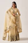 Shop_Wabi Sabi By Anshum-Ritesh_Beige Chanderi, Organza Abundance Lehenga Set With Dupatta _Online_at_Aza_Fashions