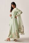 Wabi Sabi By Anshum-Ritesh_Mint Chanderi, Organza Embroidery, Tassels Floral Palms Kurta, Pant And Dupatta _Online_at_Aza_Fashions