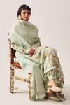 Shop_Wabi Sabi By Anshum-Ritesh_Mint Chanderi, Organza Embroidery, Tassels Floral Palms Kurta, Pant And Dupatta _Online_at_Aza_Fashions