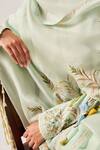 Buy_Wabi Sabi By Anshum-Ritesh_Mint Chanderi, Organza Embroidery, Tassels Floral Palms Kurta, Pant And Dupatta 