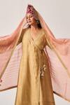 Buy Wabi Sabi By Anshum-Ritesh Beige Chanderi Embroidery, Golden Bloom Angrakha Anarkali, Pant And Dupatta Set Buy_Wabi Sabi By Anshum-Ritesh_Beige Chanderi Embroidery, Golden Bloom Angrakha Anarkali, Pant And Dupatta Set