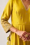 Shop_Wabi Sabi By Anshum-Ritesh_Mustard Chanderi Embroidery, Sequins, Floral Dome Kurta Set With Dupatta _Online_at_Aza_Fashions