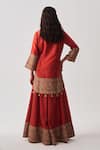 Shop_Wabi Sabi By Anshum-Ritesh_Rust Chanderi, Organza, Organza, Paan Booti Kurta And Sharara Set _at_Aza_Fashions