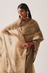 Wabi Sabi By Anshum-Ritesh_Beige Organza, Silk, Chanderi Embroidery, Zari, Tassels Paisley Dome Saree _at_Aza_Fashions
