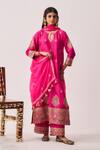 Buy_Wabi Sabi By Anshum-Ritesh_Fuchsia Chanderi, Silk Organza, Organza, Phool Booti Kurta Set With Dupatta _at_Aza_Fashions
