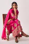 Buy_Wabi Sabi By Anshum-Ritesh_Fuchsia Chanderi, Silk Organza, Organza, Phool Booti Kurta Set With Dupatta _Online_at_Aza_Fashions