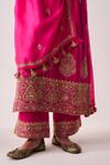 Buy_Wabi Sabi By Anshum-Ritesh_Fuchsia Chanderi, Silk Organza, Organza, Phool Booti Kurta Set With Dupatta 