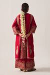 Shop_Wabi Sabi By Anshum-Ritesh_Red Chanderi, Organza Floral Nest Phiran Kurta, Flare Pant And Dupatta Set _at_Aza_Fashions