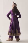Shop_Wabi Sabi By Anshum-Ritesh_Purple Chanderi Embroidery, Zari, Tassels V-neck Regal Bloom Anarkali Set _at_Aza_Fashions