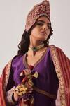 Buy_Wabi Sabi By Anshum-Ritesh_Purple Chanderi Embroidery, Zari, Tassels V-neck Regal Bloom Anarkali Set 
