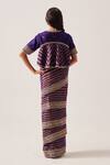 Shop_Wabi Sabi By Anshum-Ritesh_Purple Chanderi Zari, Tassels, Stripes With Peplum Blouse _at_Aza_Fashions