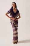 Wabi Sabi By Anshum-Ritesh_Purple Chanderi Zari, Tassels, Stripes With Peplum Blouse _Online_at_Aza_Fashions