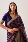 Shop_Wabi Sabi By Anshum-Ritesh_Purple Chanderi Zari, Tassels, Stripes With Peplum Blouse _Online_at_Aza_Fashions
