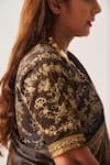 Shop_Wabi Sabi By Anshum-Ritesh_Brown Chanderi, Tissue Embroidery, Zari, Tassels Ferdous Woven Saree And Blouse _Online_at_Aza_Fashions