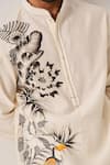Wabi Sabi By Anshum-Ritesh_Ivory Chanderi Monochrome Garden Bird And Floral Print Kurta Set _Online_at_Aza_Fashions