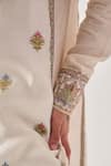 Shop_Wabi Sabi By Anshum-Ritesh_Ivory Chanderi Embroidery Golden Blossom Woven Phiran Kurta And Flare Pant Set 