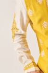 Buy_Wabi Sabi By Anshum-Ritesh_Off White Chanderi Embroidery Marigold Court Bundi Kurta And Flare Pant Set _Online_at_Aza_Fashions