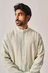 Buy_Wabi Sabi By Anshum-Ritesh_Aqua Chanderi Embroidery Bageecha Kurta And Pyjama 
