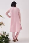 Shop_Wabi Sabi By Anshum-Ritesh_Pink Chanderi Embroidery, Beads Tulip Meadow Kurta And Pyjama Set _at_Aza_Fashions