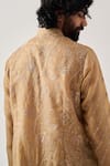 Buy_Wabi Sabi By Anshum-Ritesh_Tan Organza Embroidery Whispering Vines Front Open Kurta And Pyjama 