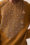 Buy_Wabi Sabi By Anshum-Ritesh_Mustard Chanderi Embroidery, Tassels Gilded Petal Kurta And Pyjama Set 