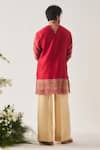 Shop_Wabi Sabi By Anshum-Ritesh_Red Chanderi Embroidery Paan Booti Kurta Set _at_Aza_Fashions