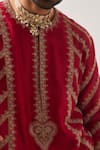 Wabi Sabi By Anshum-Ritesh_Red Chanderi Embroidery Paan Booti Kurta Set _at_Aza_Fashions