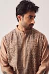 Buy_Wabi Sabi By Anshum-Ritesh_Brown Chanderi Embroidery Mandala Kurta And Pyjama _Online_at_Aza_Fashions