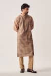 Buy_Wabi Sabi By Anshum-Ritesh_Brown Chanderi Embroidery Mandala Kurta And Pyjama _at_Aza_Fashions