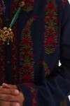 Buy_Wabi Sabi By Anshum-Ritesh_Navy Chanderi Embroidery, Tassels Linear Paisley Kurta Set With Dupatta 