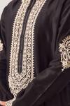 Wabi Sabi By Anshum-Ritesh_Black Chanderi Embroidery Royal Orchid Kurta And Pyjama Set _at_Aza_Fashions