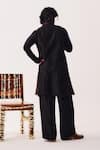 Shop_Wabi Sabi By Anshum-Ritesh_Black Chanderi Tigers Grove Kurta And Flare Pant Set _at_Aza_Fashions